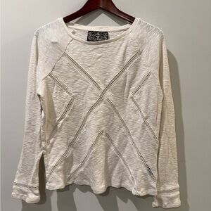 James Coviello Long Sleeve Cream Knit Women's Top Size M